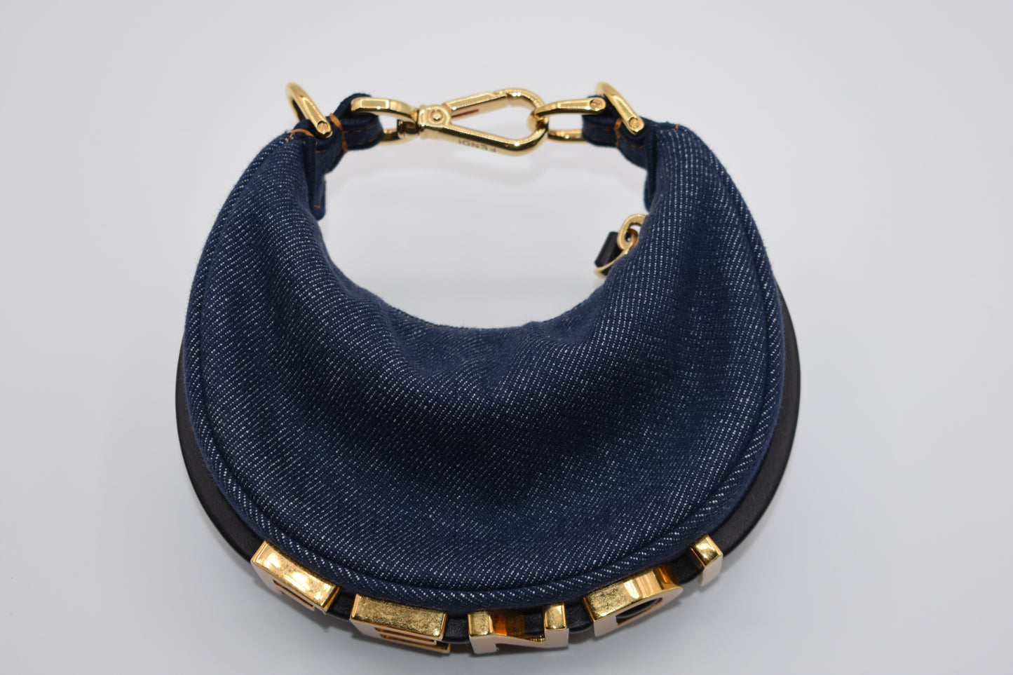 Fendi Denim Shiny Napa Nano Fendigraphy Hobo