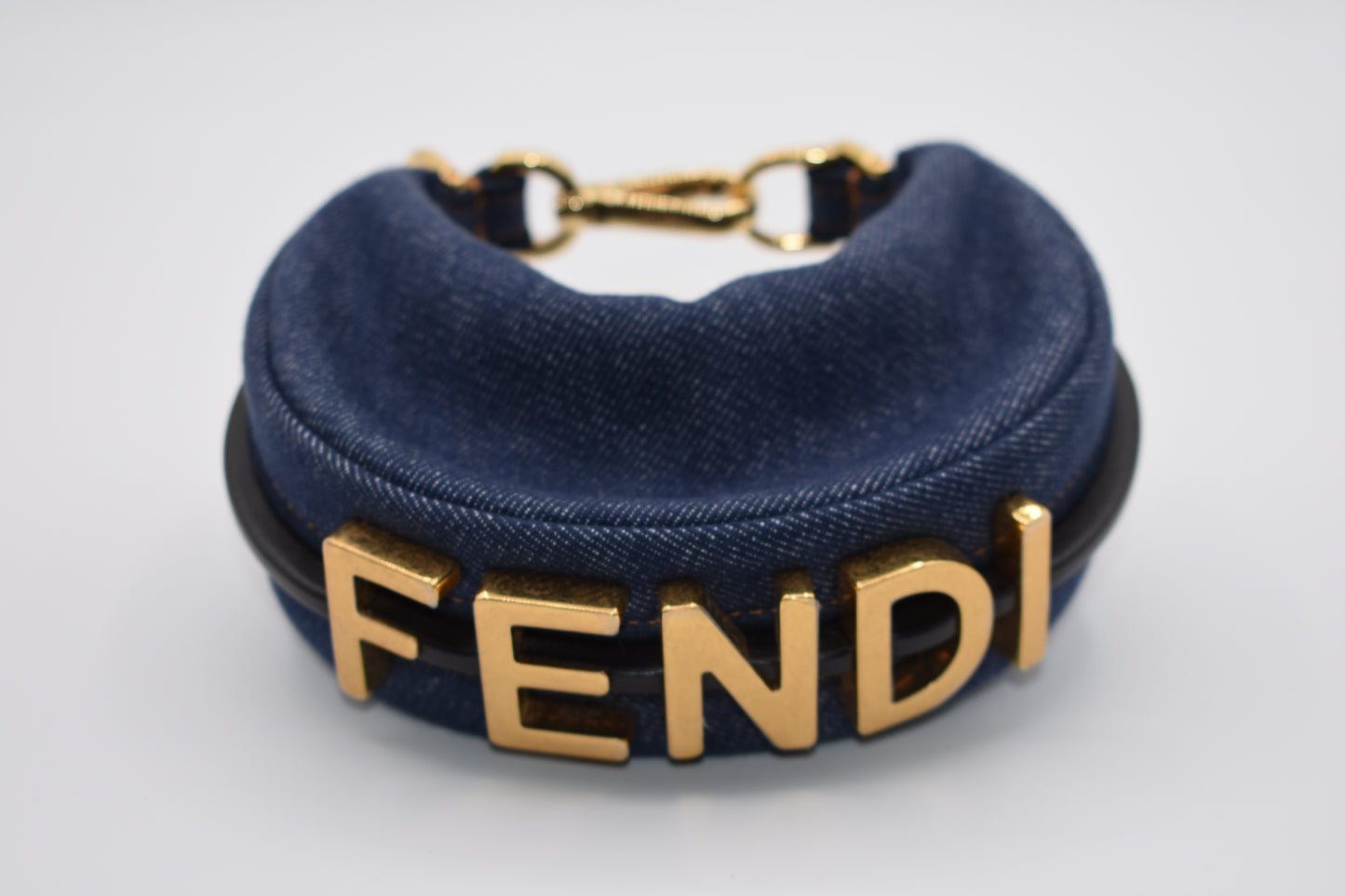 Fendi Denim Shiny Napa Nano Fendigraphy Hobo