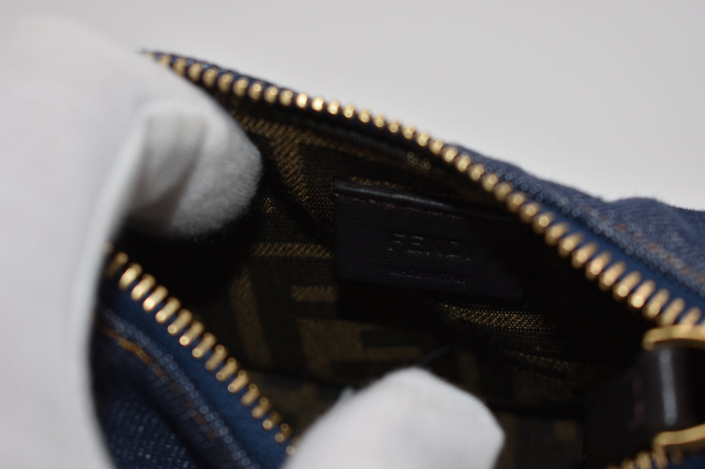 Fendi Denim Shiny Napa Nano Fendigraphy Hobo