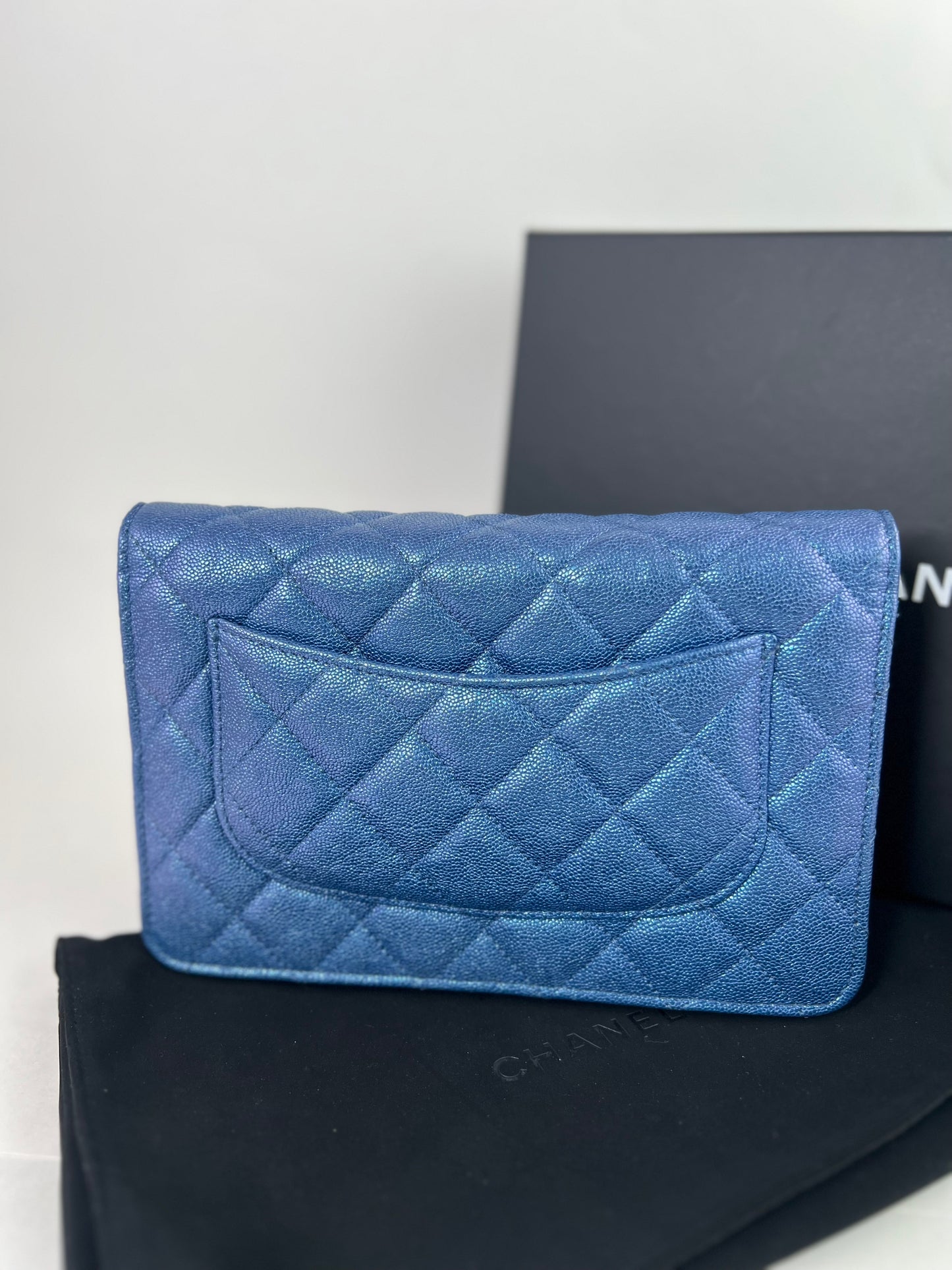 Chanel Iridescent Blue Wallet On Chain